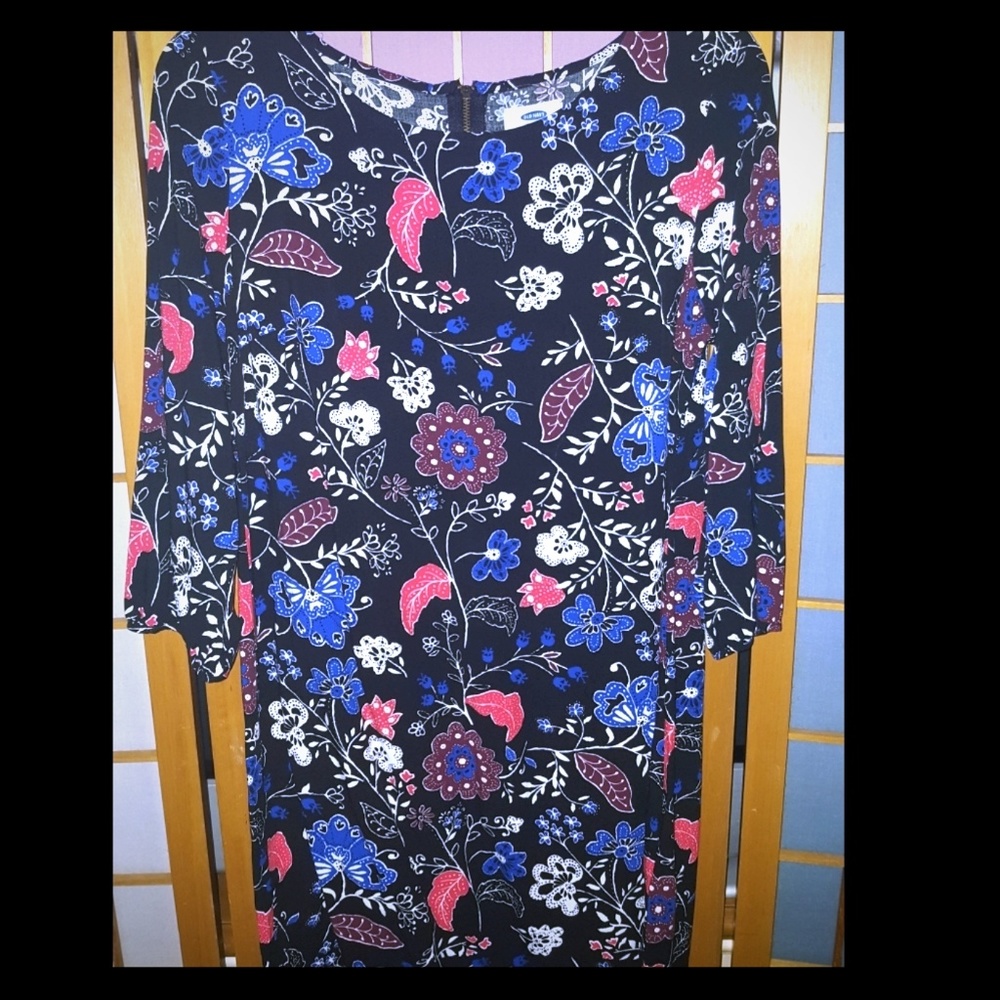 Floral Mini Dress Black Old Navy Medium